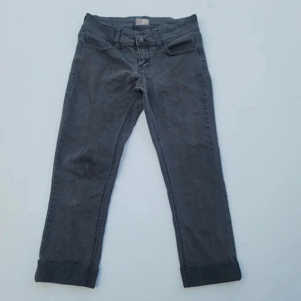 SO Women's Juniors 7 Jeans Gray Light Wash Denim Stretch Mid-Rise Cotton Blend